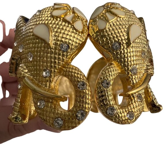 NWOT Lilly Pulitzer Tusk Tusk Elephant Gold Cuff Hinged Bracelet Rhinest… - Picture 9 of 9